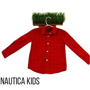Nautica Boys 4T Red Plaid Button Down NWOT